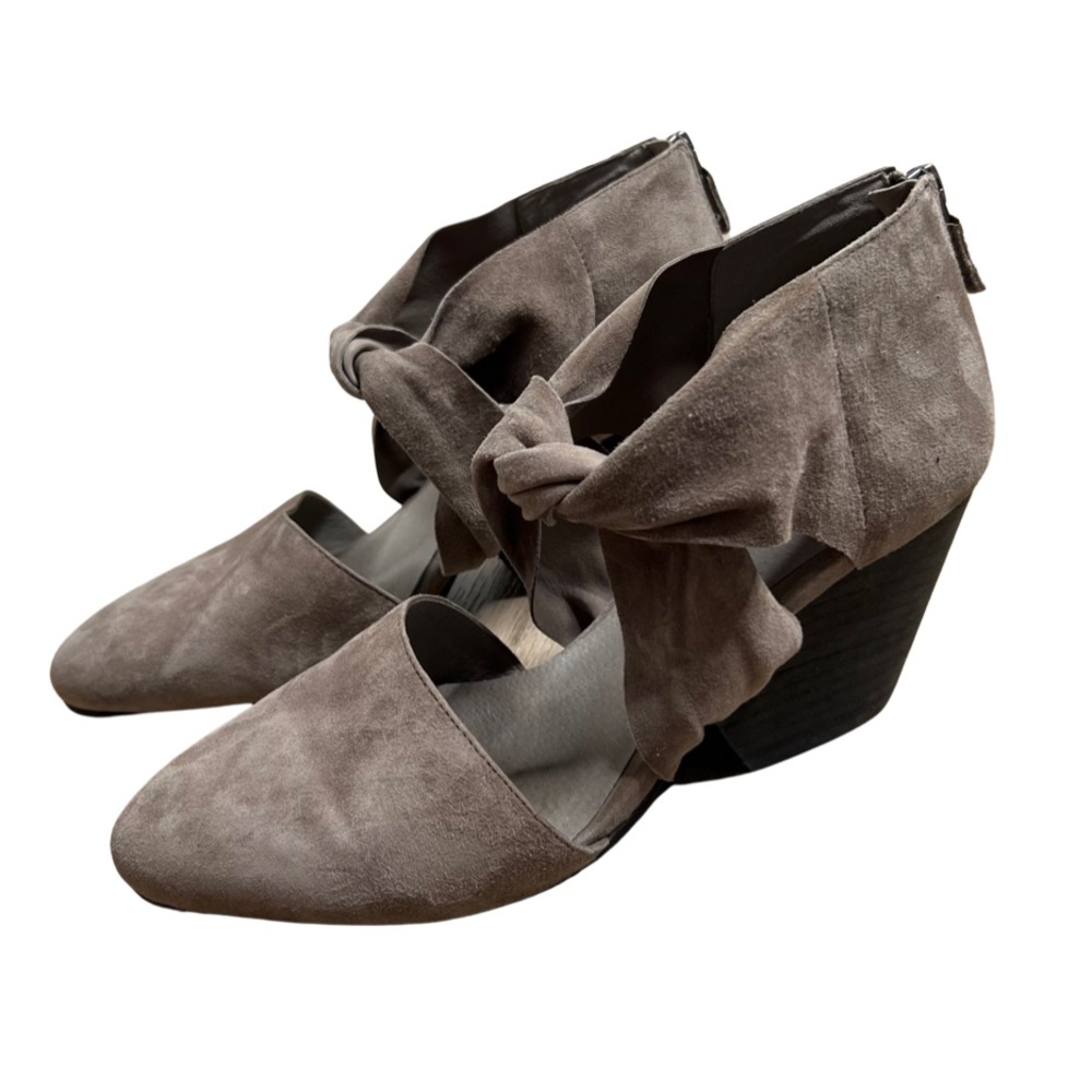 Eileen Fisher Margo Suede Leather Wedge Heels Pointed Toe Tan Brown Size 8.5